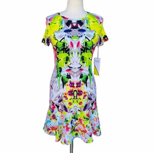 Prabal Gurung For Target Sz S First Date Floral Jersey Drop Waist Ruffle Dress